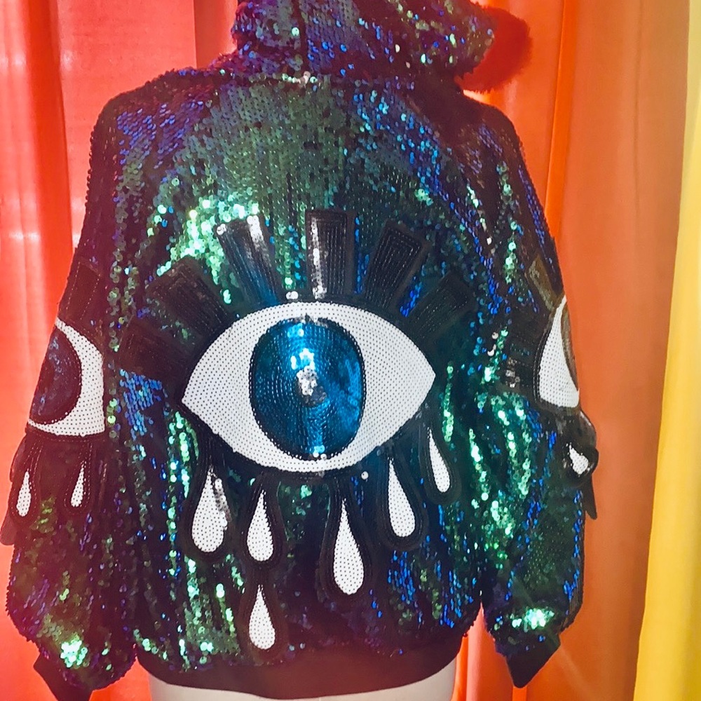 Outrageous girls sequin shorts jacket costume outfit